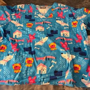 Dog print scrub top
